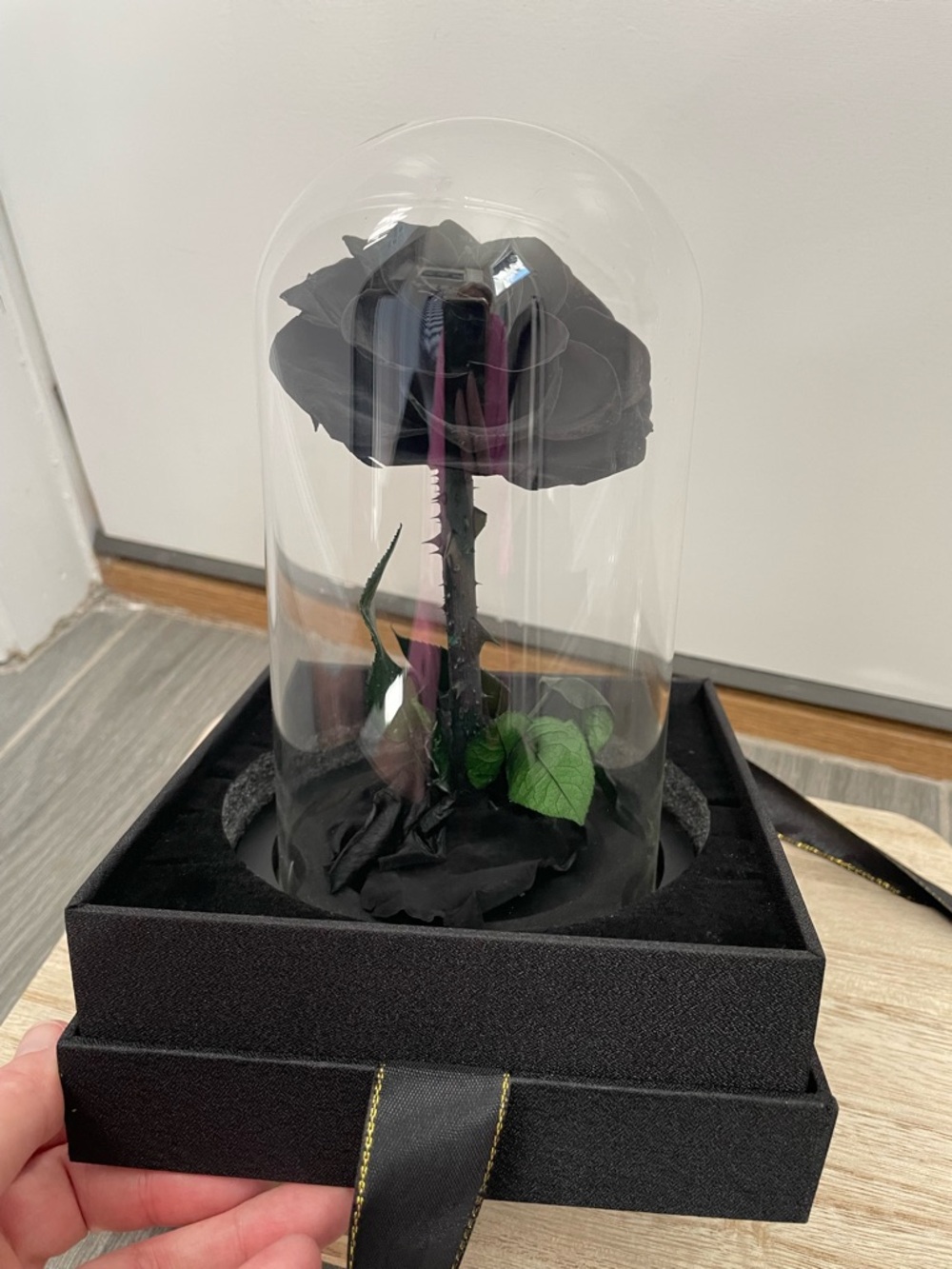 NATROSES Handmade Preserved Black Rose in Glass Dome New in Box - Picture 6 of 12